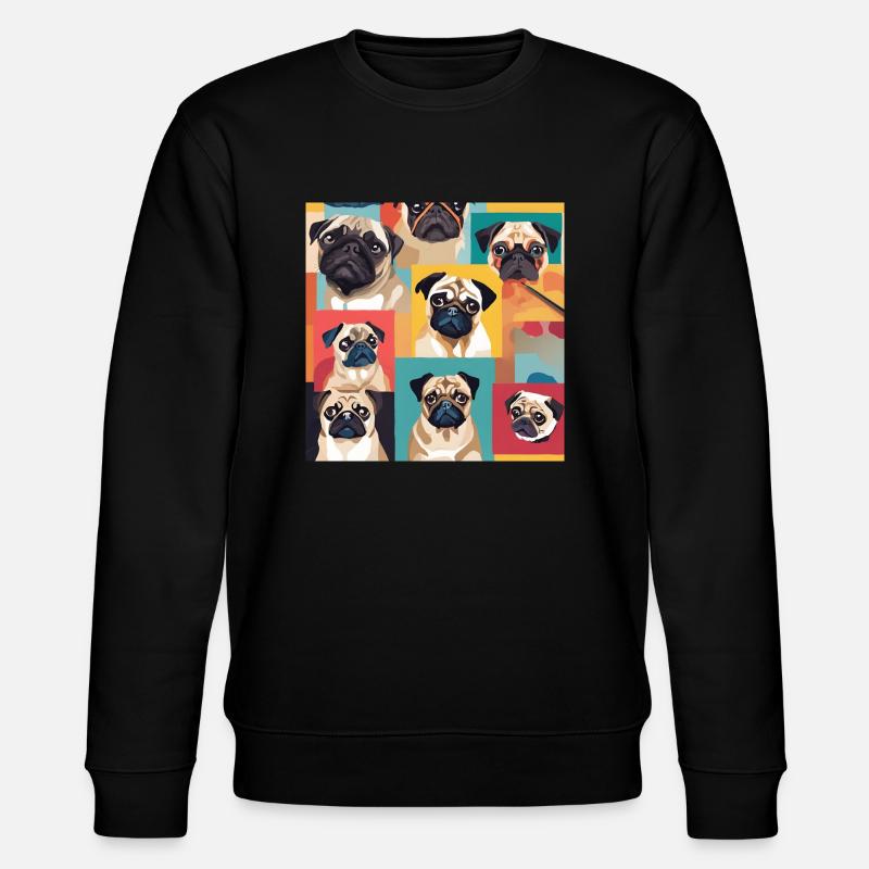 Mops Collage - Stanley/Stella Unisex Bio-Sweatshirt CHANGER  - Schwarz