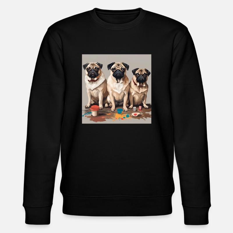 Mops Kunst Pug Art - Stanley/Stella Unisex Bio-Sweatshirt CHANGER  - Schwarz