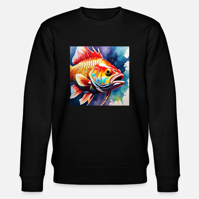 Fisch farbig - Stanley/Stella Unisex Bio-Sweatshirt CHANGER  - Schwarz