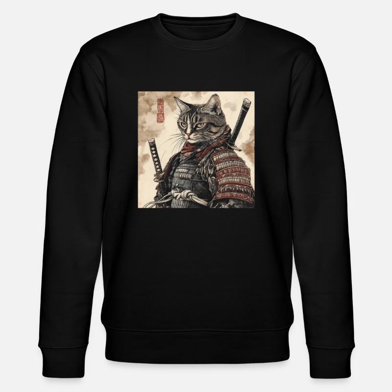 Cat Samurai Japan Ukiyo-E - Stanley/Stella CHANGER Unisex Organic Sweatshirt - black