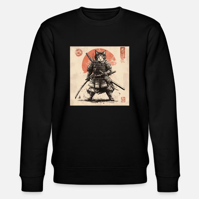 Chat Samouraï Japon Ukiyo-E - Sweat bio CHANGER Stanley/Stella Unisexe - noir