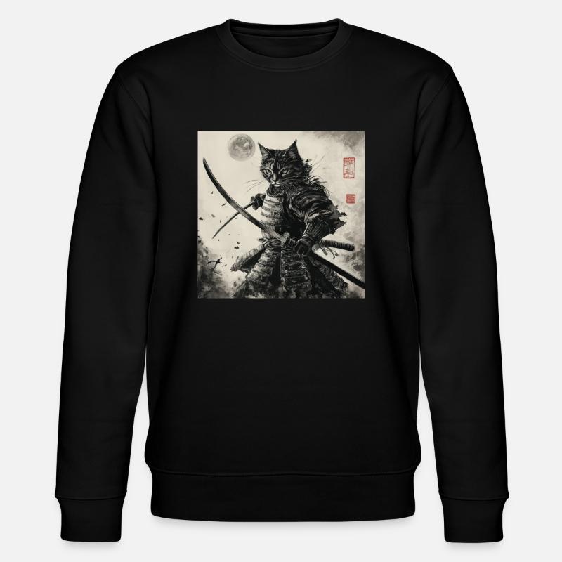 Chat Samouraï Japon Ukiyo-E - Sweat bio CHANGER Stanley/Stella Unisexe - noir