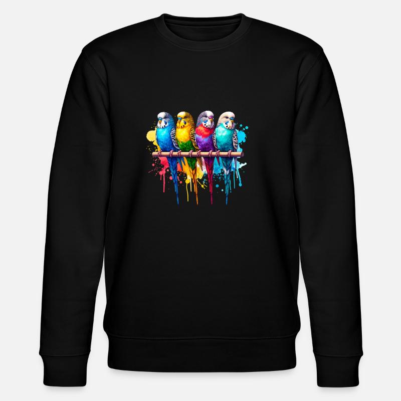 Bunte Wellensittiche - Stanley/Stella Unisex Bio-Sweatshirt CHANGER  - Schwarz