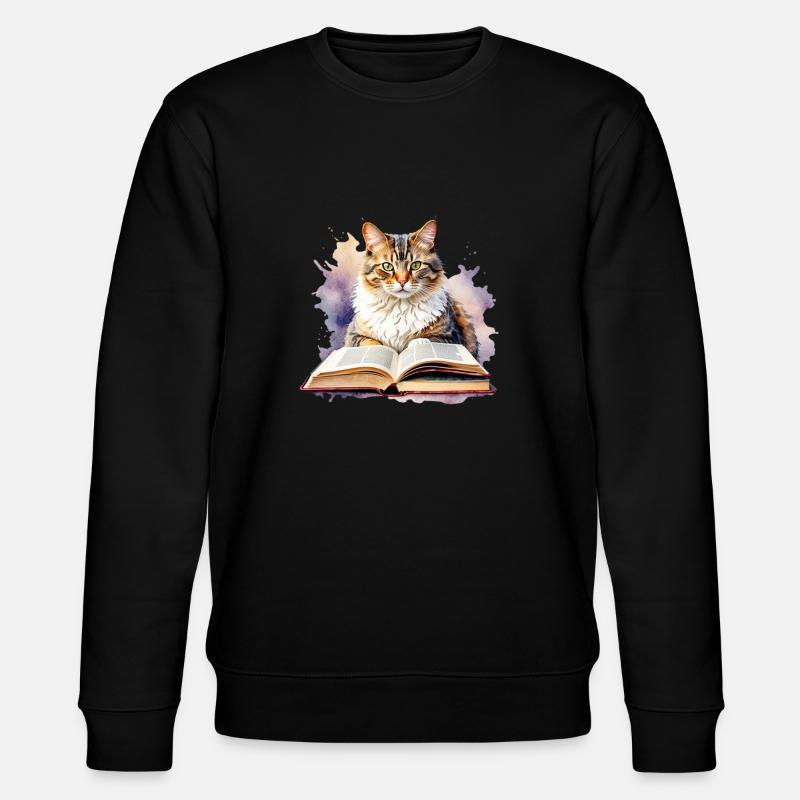 Chat avec livre - Sweat bio CHANGER Stanley/Stella Unisexe - noir