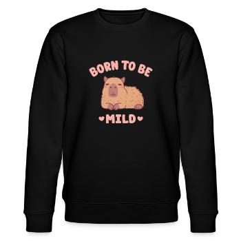 Cute Chilling Capybara Born To Be Mild - Stanley/Stella CHANGER Unisex Organic Sweatshirt - black - Front - Nik (191cm) & Marisol (170cm)