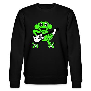 Frosch Fröschchen Spielt Gitarre Musik Gitarrist - Stanley/Stella Unisex Bio-Sweatshirt CHANGER  - Schwarz - Vorne - Nik (191cm) & Marisol (170cm)