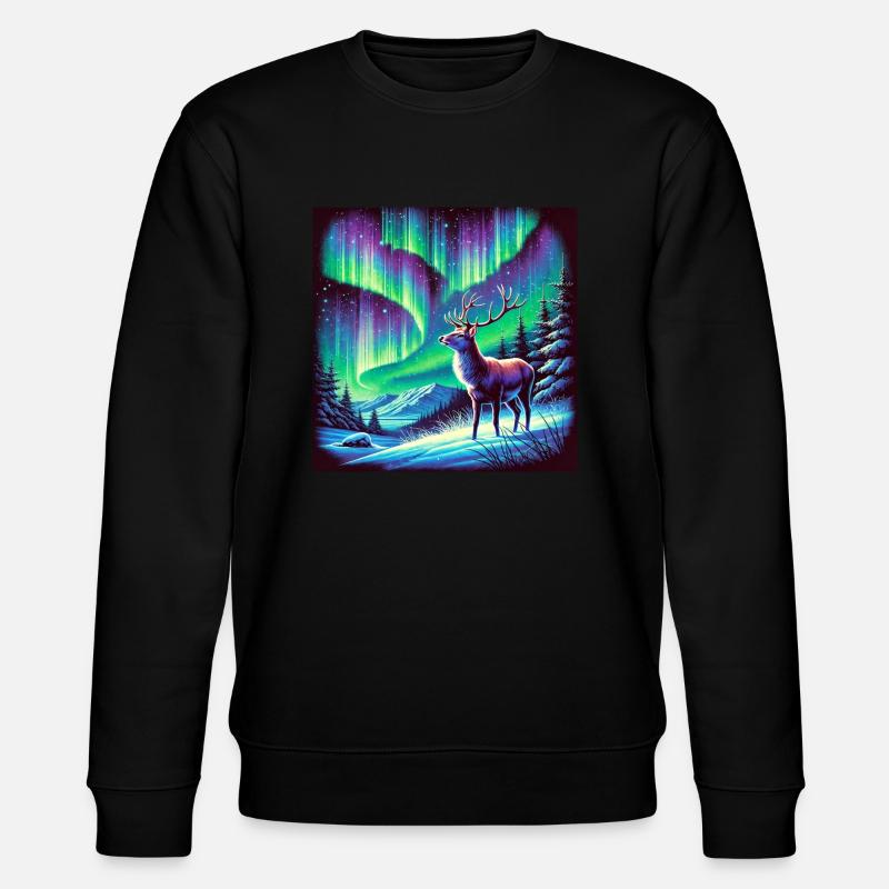 Cerf Aurore boréale - Sweat bio CHANGER Stanley/Stella Unisexe - noir