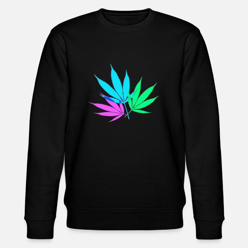 Bunte Hanfblätter - Stanley/Stella Unisex Bio-Sweatshirt CHANGER  - Schwarz
