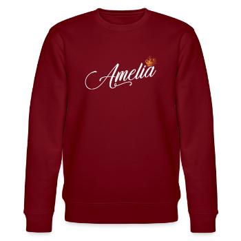 Amelia Name für Frauen Kinder Kleinkinder - Amelia - Stanley/Stella Unisex Bio-Sweatshirt CHANGER  - Burgunderrot - Vorne - Nik (191cm) & Marisol (170cm)