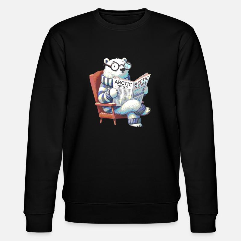 Eisbär liest Zeitung - Stanley/Stella Unisex Bio-Sweatshirt CHANGER  - Schwarz