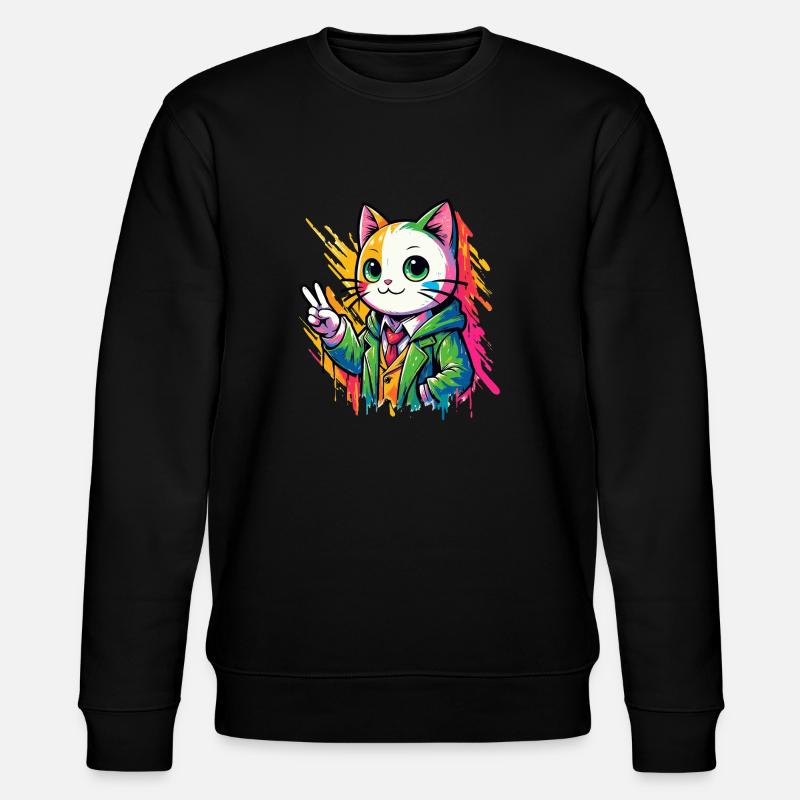 Friedenskatze Friedenszeichen - Stanley/Stella Unisex Bio-Sweatshirt CHANGER  - Schwarz