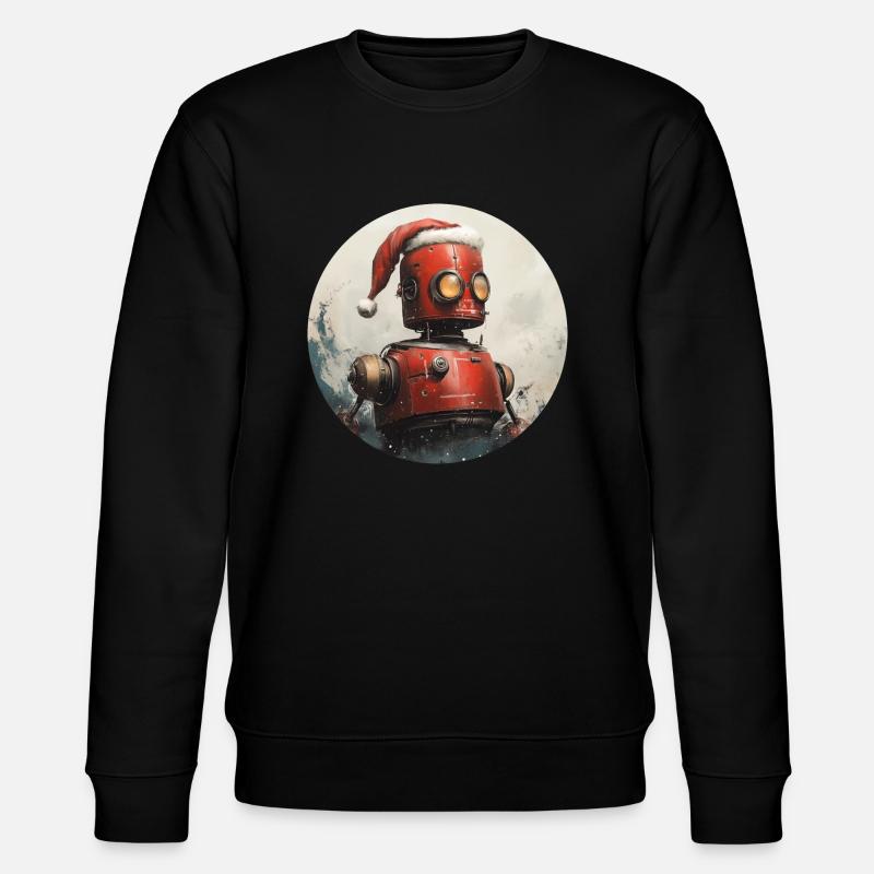 Roboter Weihnachtsmann - Stanley/Stella Unisex Bio-Sweatshirt CHANGER  - Schwarz