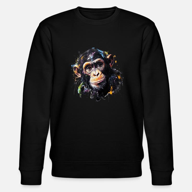 Der Schimpanse – Unser nächster Verwandter - Stanley/Stella Unisex Bio-Sweatshirt CHANGER  - Schwarz