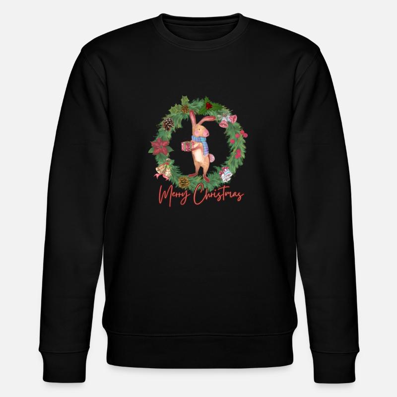 Merry Christmas Rabbit - Stanley/Stella Unisex Bio-Sweatshirt CHANGER  - Schwarz