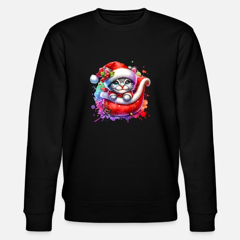 Chat mignon Noël - Sweat bio CHANGER Stanley/Stella Unisexe - noir
