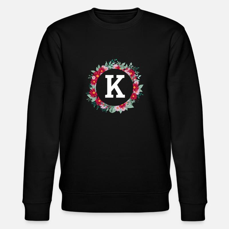 Lettre k couronne florale - Sweat bio CHANGER Stanley/Stella Unisexe - noir