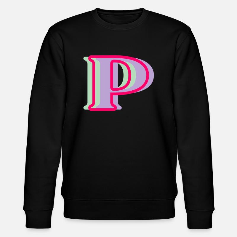 Mehrfarbiger Buchstabe p - Stanley/Stella Unisex Bio-Sweatshirt CHANGER  - Schwarz