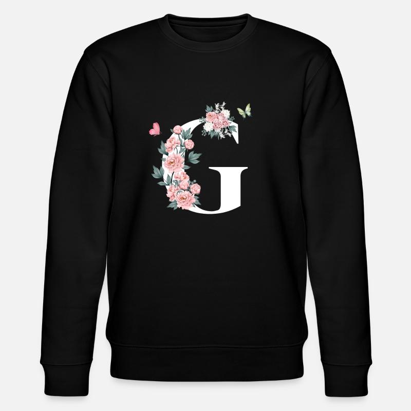 Lettre g fleurs rose - Sweat bio CHANGER Stanley/Stella Unisexe - noir