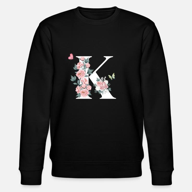 Lettre k fleurs rose - Sweat bio CHANGER Stanley/Stella Unisexe - noir