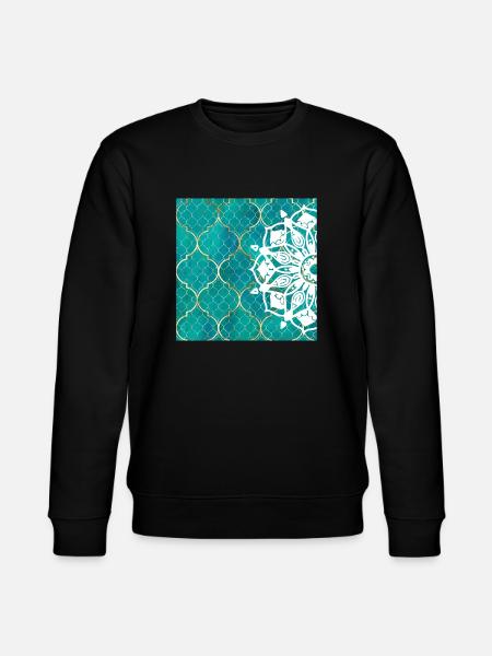 Teal Mandala Moroccan Art - Stanley/Stella CHANGER Unisex Organic Sweatshirt - black