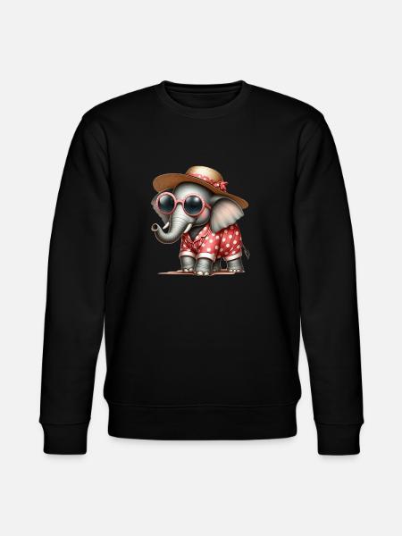 Elephant in pajamas with sunglasses - Stanley/Stella CHANGER Unisex Organic Sweatshirt - black
