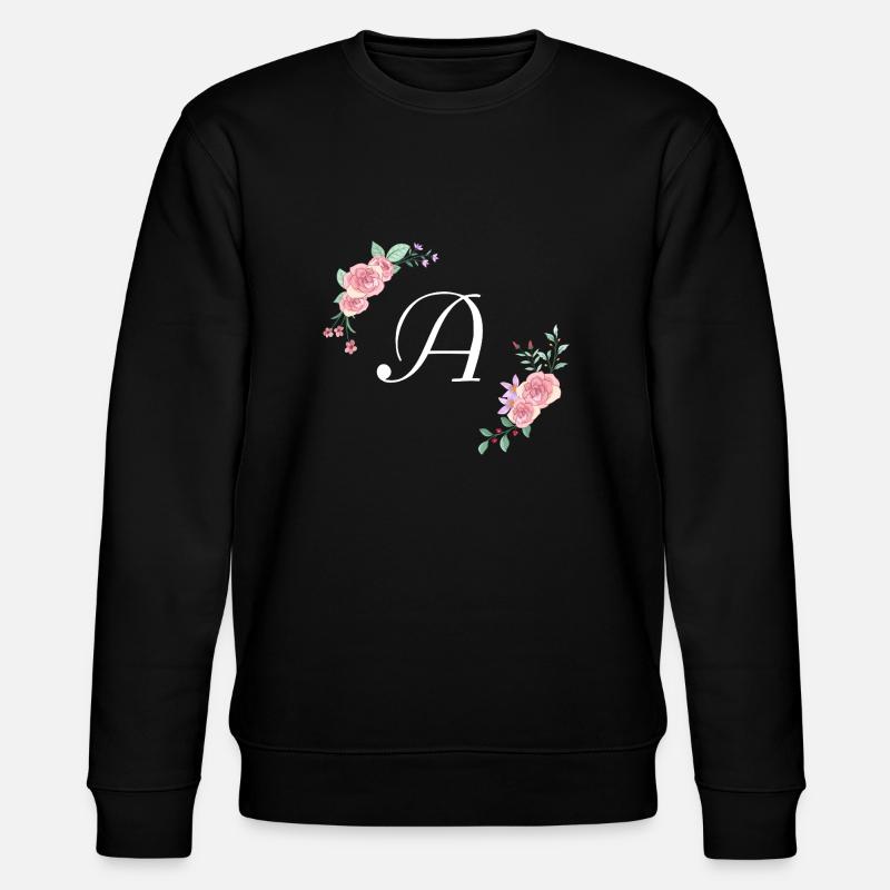 Rosa Blumenbuchstabe - Stanley/Stella Unisex Bio-Sweatshirt CHANGER  - Schwarz