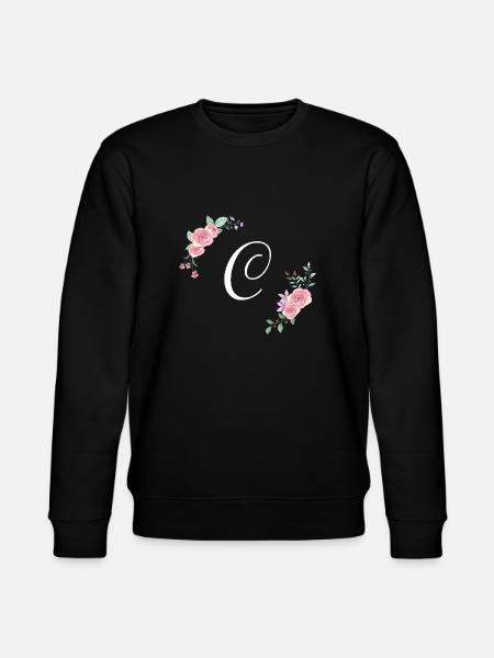 Pink floral letter c - Stanley/Stella CHANGER Unisex Organic Sweatshirt - black
