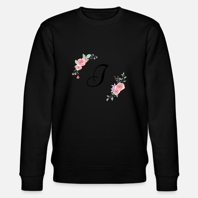 Rosa Blumenbuchstabe i - Stanley/Stella Unisex Bio-Sweatshirt CHANGER  - Schwarz