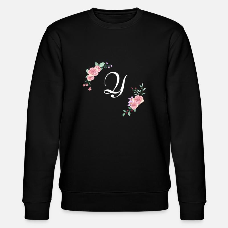 Rosa Blumenbuchstabe - Stanley/Stella Unisex Bio-Sweatshirt CHANGER  - Schwarz