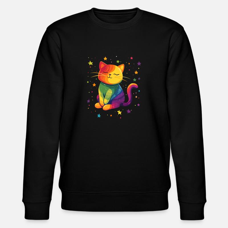Chat arc-en-ciel mignon - Sweat bio CHANGER Stanley/Stella Unisexe - noir