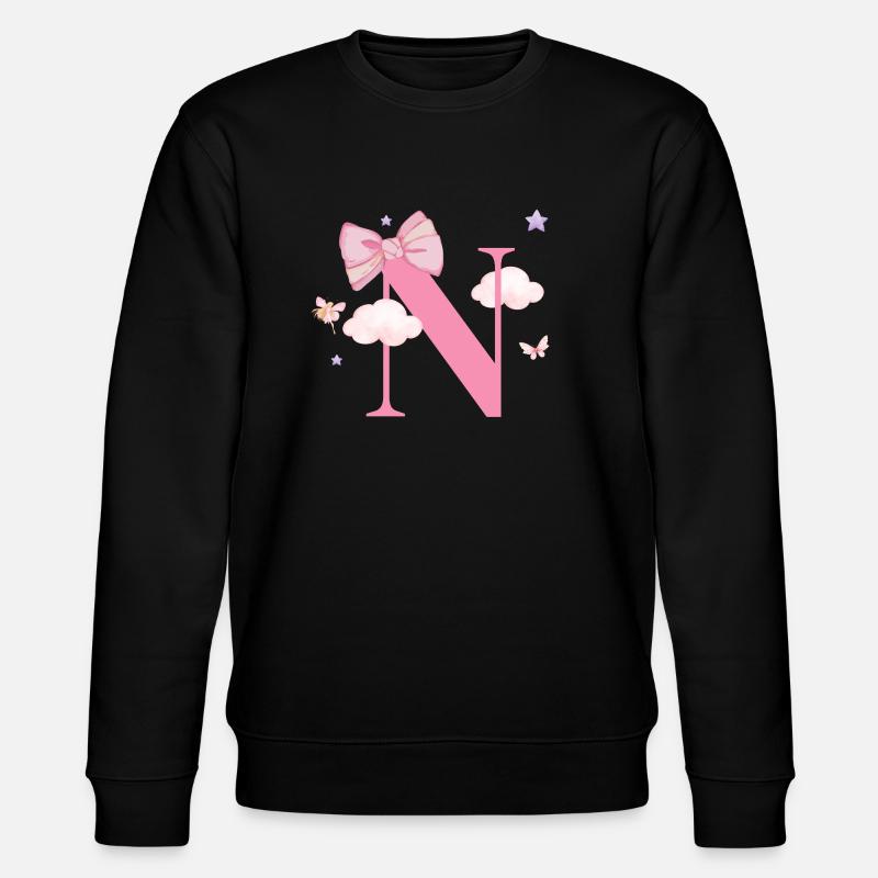 Letter n pink clouds - Stanley/Stella CHANGER Unisex Organic Sweatshirt - black