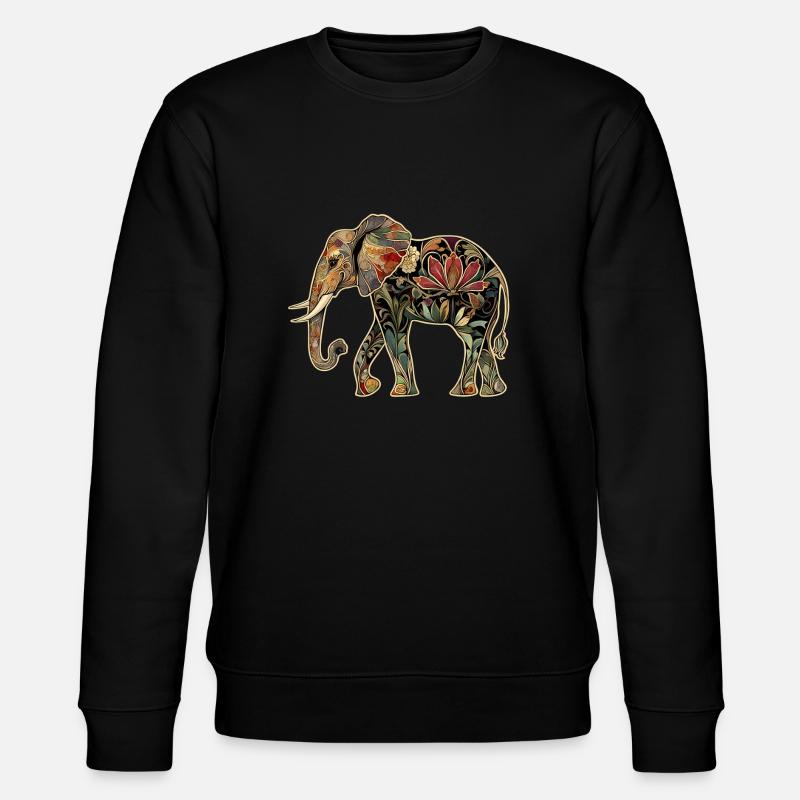 Elefant Floral Blumen - Stanley/Stella Unisex Bio-Sweatshirt CHANGER  - Schwarz