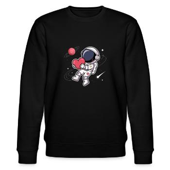 Astronaut mit Herz: Liebe aus dem All - Stanley/Stella Unisex Bio-Sweatshirt CHANGER  - Schwarz - Vorne - Nik (191cm) & Marisol (170cm)