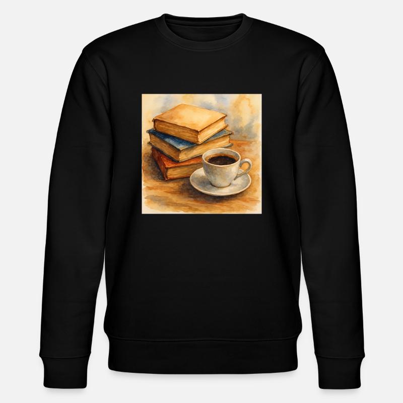 Book and coffee - Stanley/Stella CHANGER Unisex Organic Sweatshirt - black
