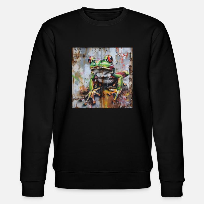 Graffiti green frog rusty surface - Stanley/Stella CHANGER Unisex Organic Sweatshirt - black
