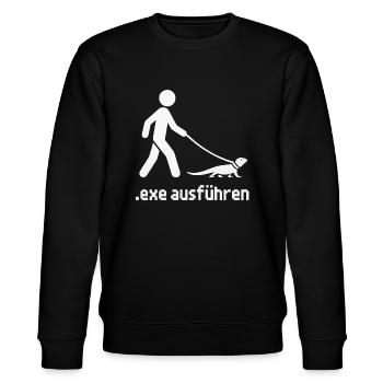 Programmierer Informatiker EXE Ausführen - Stanley/Stella Unisex Bio-Sweatshirt CHANGER  - Schwarz - Vorne - Nik (191cm) & Marisol (170cm)