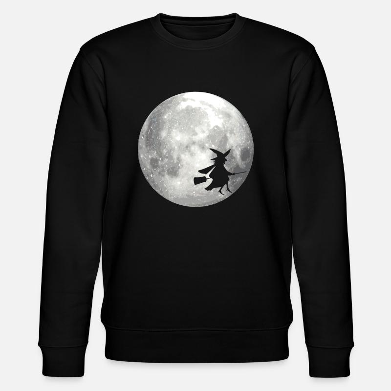 Vollmond mit Hexe - Stanley/Stella Unisex Bio-Sweatshirt CHANGER  - Schwarz