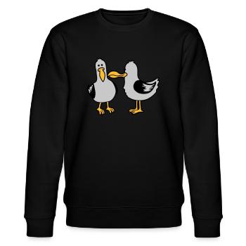 Freunde 2 lustige Möwen - Stanley/Stella Unisex Bio-Sweatshirt CHANGER  - Schwarz - Vorne - Nik (191cm) & Marisol (170cm)