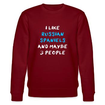 Russian Spaniel - Stanley/Stella CHANGER Unisex Organic Sweatshirt - burgundy - Front - Nik (191cm) & Marisol (170cm)