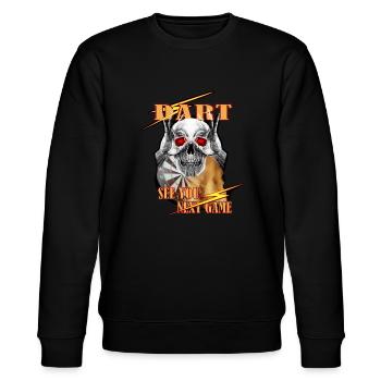 Dart Skull See You Next Game, Dartdesign Darts - Stanley/Stella CHANGER Unisex Organic Sweatshirt - black - Front - Nik (191cm) & Marisol (170cm)