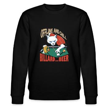 Billard and Beer, Offline Chill, Billard Spruch - Stanley/Stella Unisex Bio-Sweatshirt CHANGER  - Schwarz - Vorne - Nik (191cm) & Marisol (170cm)
