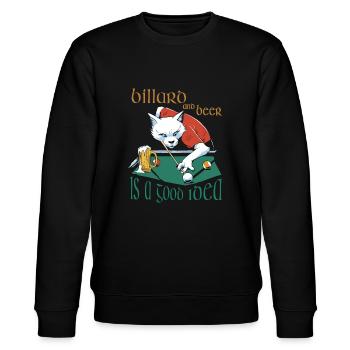 Billard and Beer is a good idea, Billard Spruch - Stanley/Stella Unisex Bio-Sweatshirt CHANGER  - Schwarz - Vorne - Nik (191cm) & Marisol (170cm)