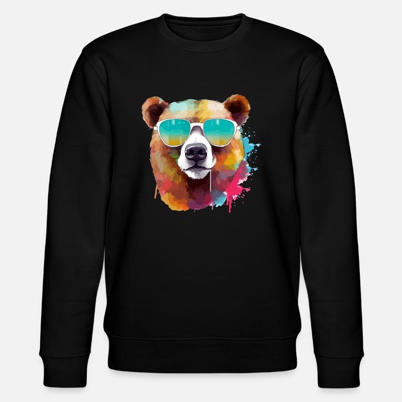 Lalo l'ours à lunettes - Sweat bio CHANGER Stanley/Stella Unisexe - noir