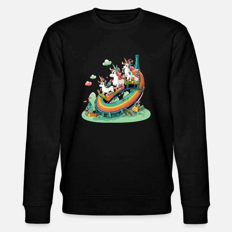 Einhörner im Regenbogenland - Stanley/Stella Unisex Bio-Sweatshirt CHANGER  - Schwarz