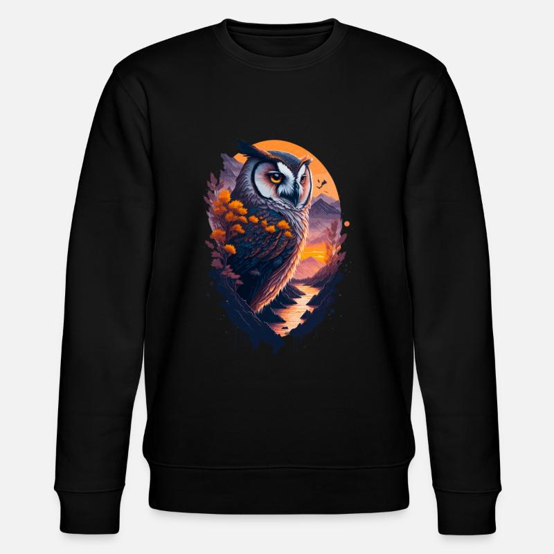 Schöne Eule - Stanley/Stella Unisex Bio-Sweatshirt CHANGER  - Schwarz