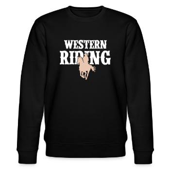 Western Reiten Frau - Stanley/Stella Unisex Bio-Sweatshirt CHANGER  - Schwarz - Vorne - Nik (191cm) & Marisol (170cm)