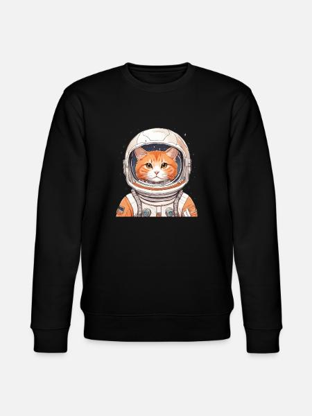 Astronaut Cat - Stanley/Stella CHANGER Unisex Organic Sweatshirt - black