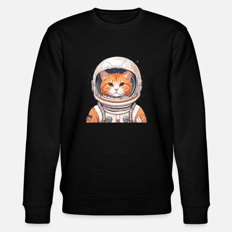 Astronauten-Katze - Stanley/Stella Unisex Bio-Sweatshirt CHANGER  - Schwarz