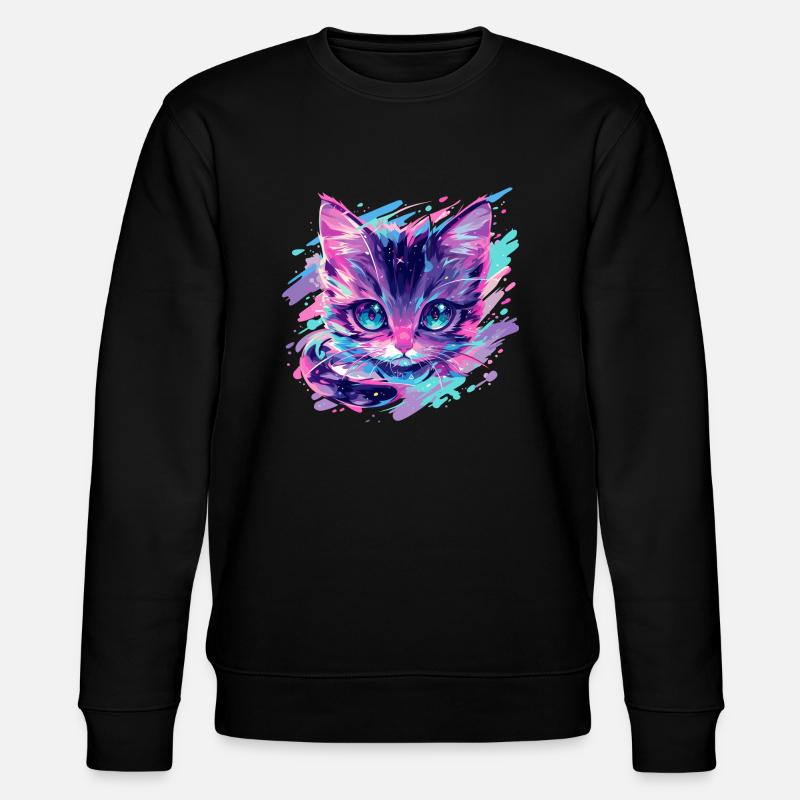 Kosmische Katze - Stanley/Stella Unisex Bio-Sweatshirt CHANGER  - Schwarz