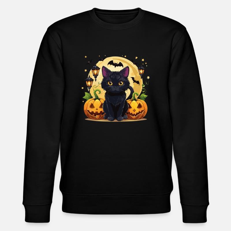 Halloween-Katze - Stanley/Stella Unisex Bio-Sweatshirt CHANGER  - Schwarz